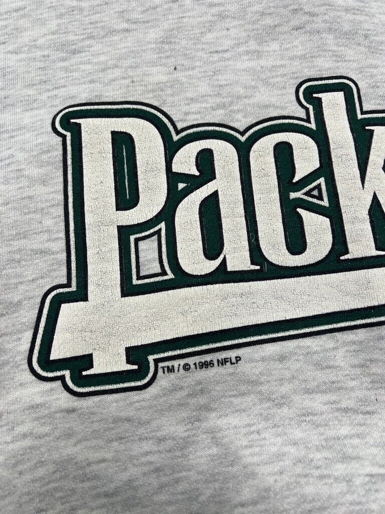 Vintage 1996 Green Bay Packers NFL Spellout Hooded Starter Sweatshirt Size M 90s