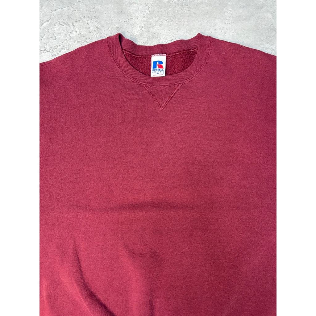 Vintage Russell Athletics Blank Pullover Maroon Crewneck Sweatshirt Size XL
