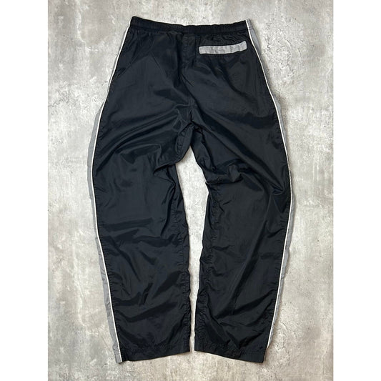 Vintage 2000s Nike Embroidered Swoosh Nylon Track Pants Size Small Black