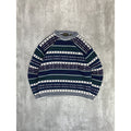 Vintage 90s The Custom Club Abstract Striped Print Knit Sweater Size Medium