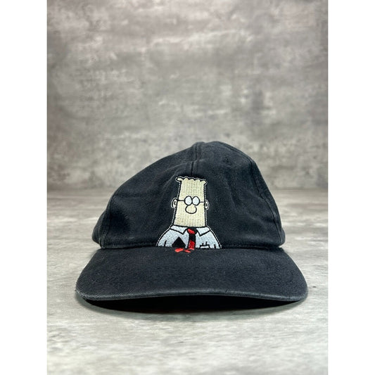 Vintage 90s Dilbert Embroidered Cartoon Character TV Show Snapback Hat OSFA