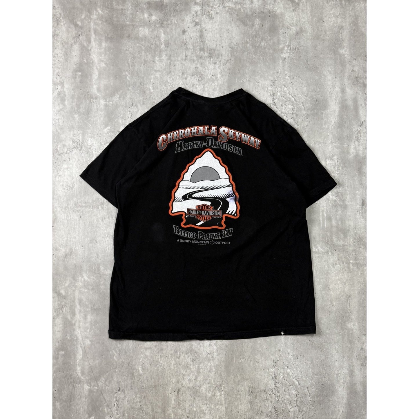 Vintage Harley Davidson American Flag Spellout Graphic Motorcycle T-Shirt Sz XL