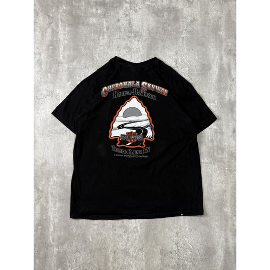 Vintage Harley Davidson American Flag Spellout Graphic Motorcycle T-Shirt Sz XL