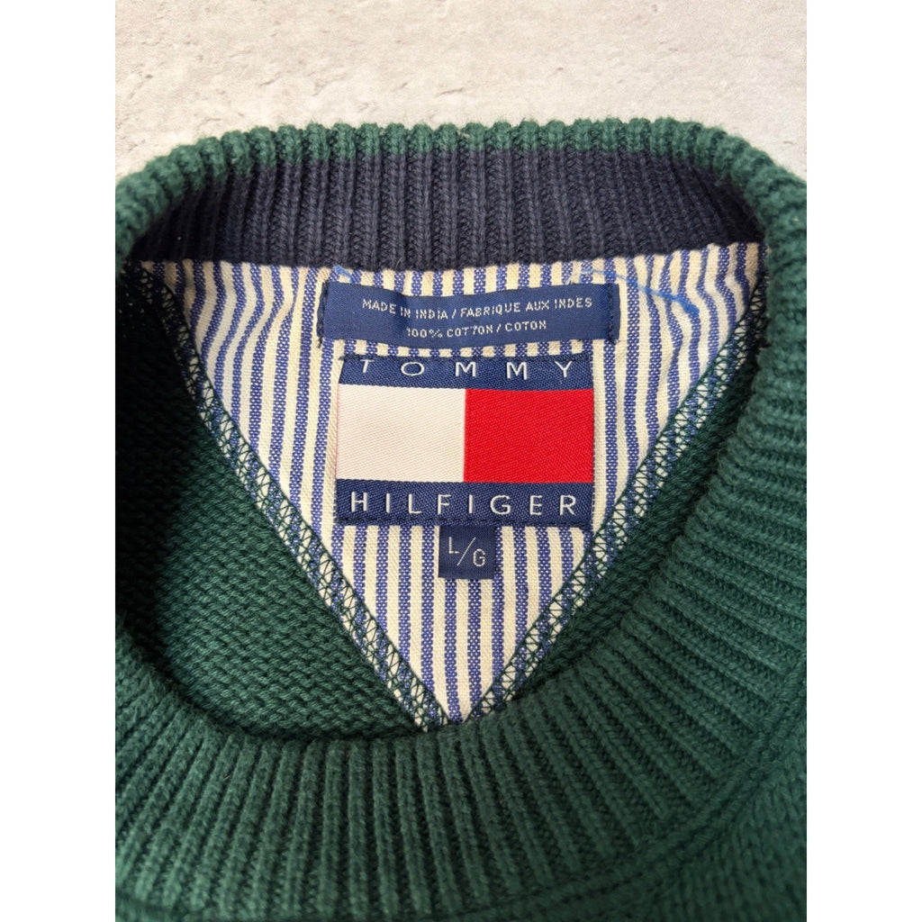 Vintage Tommy Hilfiger Embroidered Crest Pullover Knit Sweater Size Large