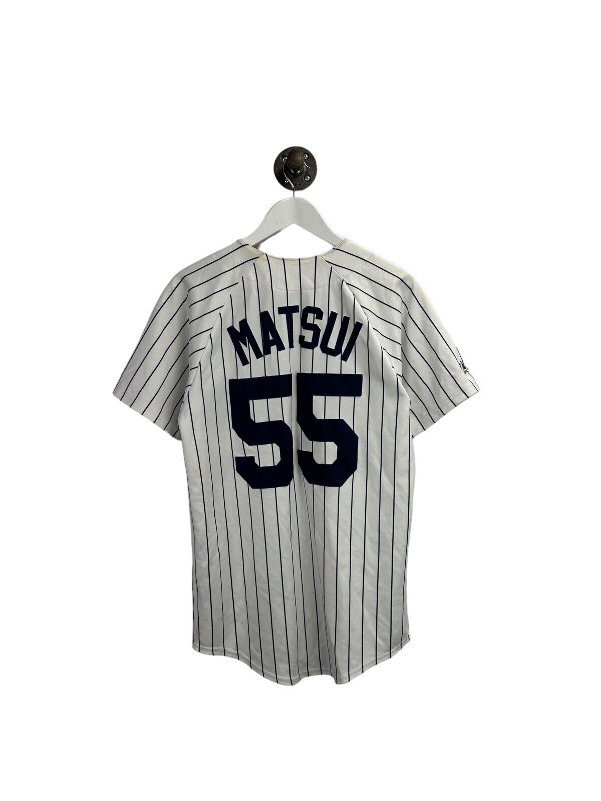 Vtg #55 Hideki Matsui New York Yankees MLB Pinstripe Majestic Jersey Sz Small