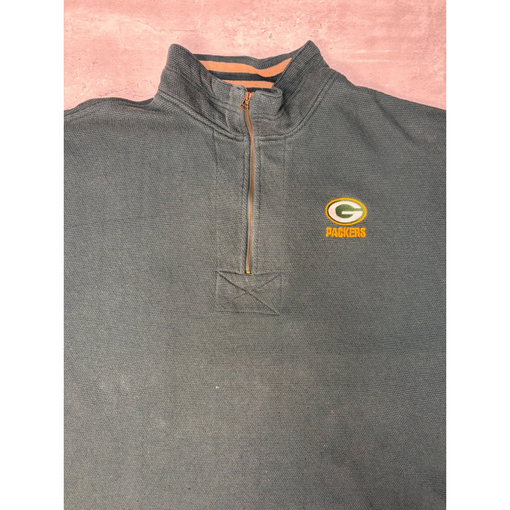 Vintage Green Bay Packers NFL Embroidered Logo 1/4 Zip Sweatshirt Size 2XL
