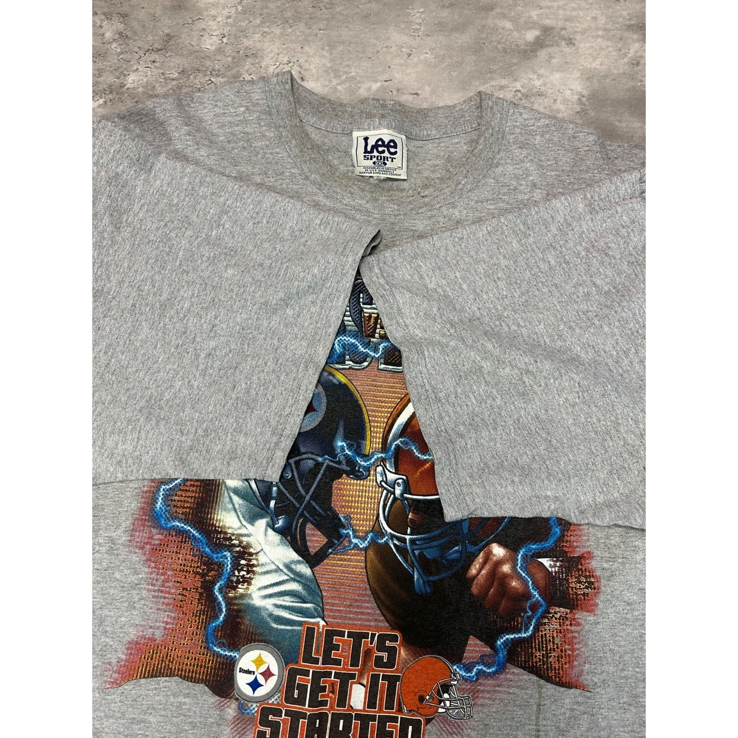 Vintage 90s Steelers Vs Browns NFL Helmet Graphic Football T-Shirt Size 2XL