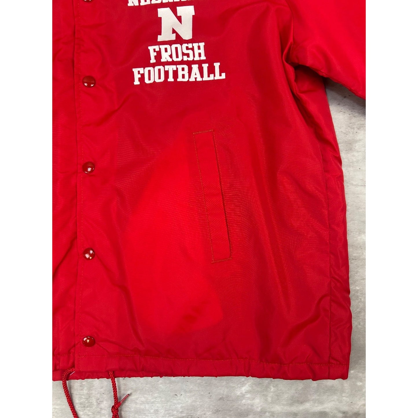 Vintage 80s Nebraska Frosh Football Nylon Coaches Jacket Size Large Red
