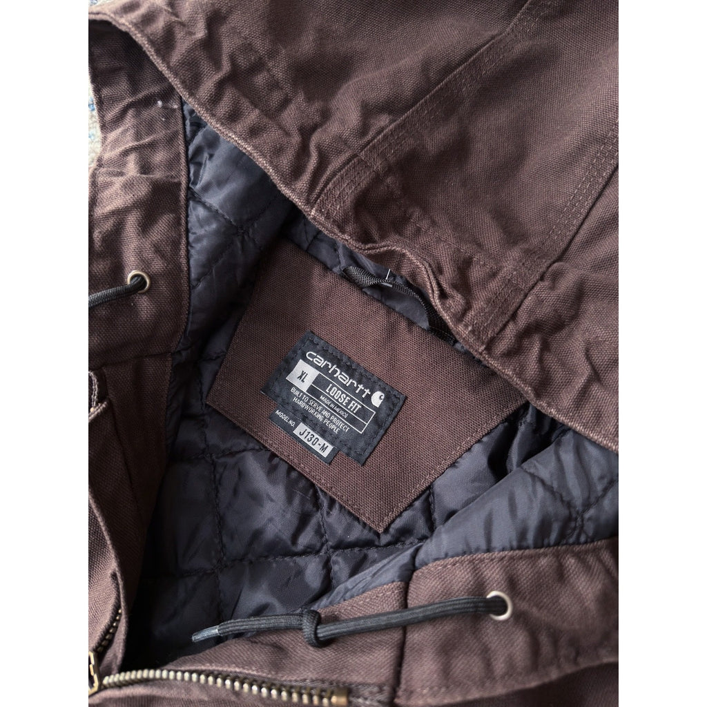 Vintage Carhartt Quilted Lined Canvas Workwear Active Bomber Jacket Sz XL J130-M