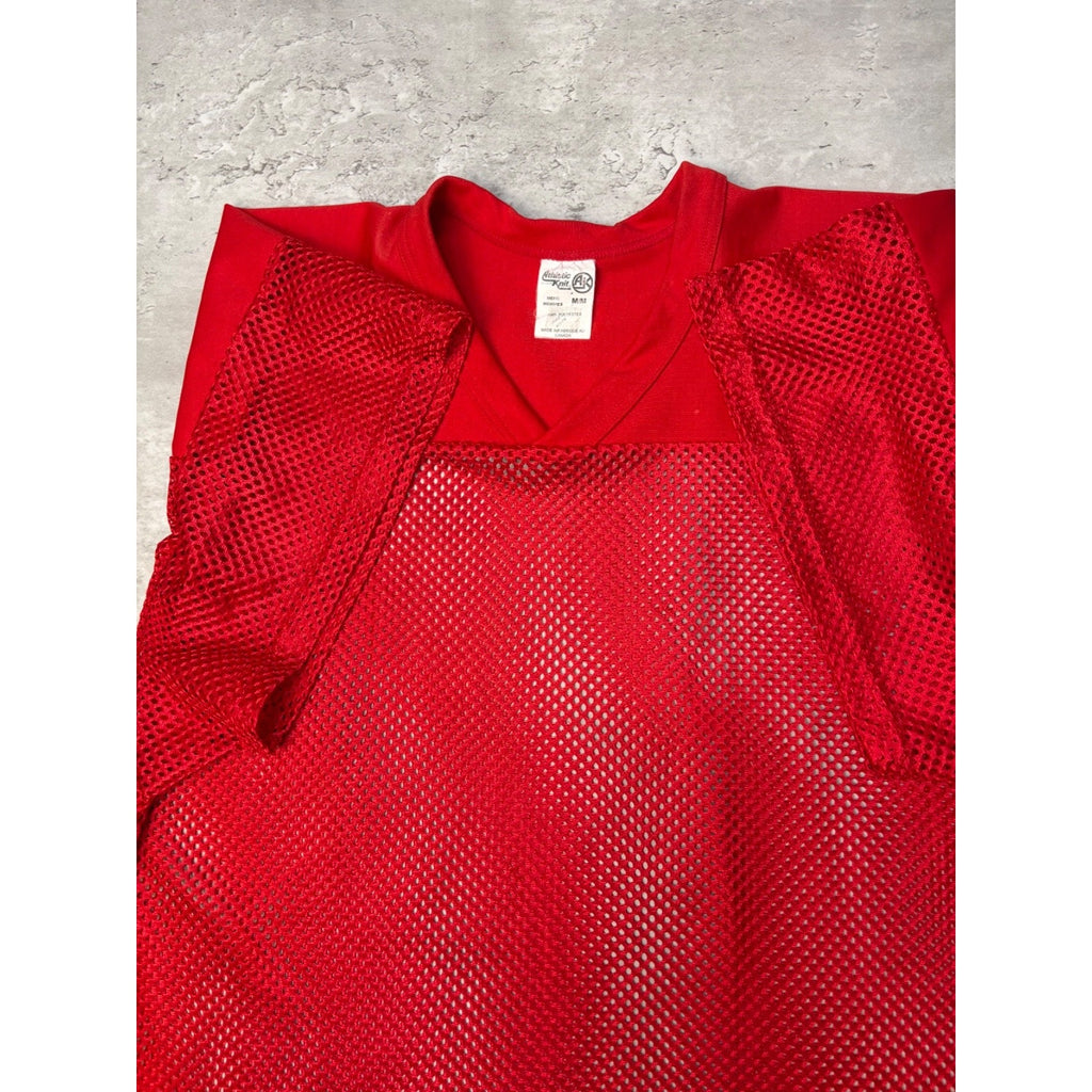 Vintage 90s Loose Blank Mesh Red Football Warm Up Jersey Size Medium