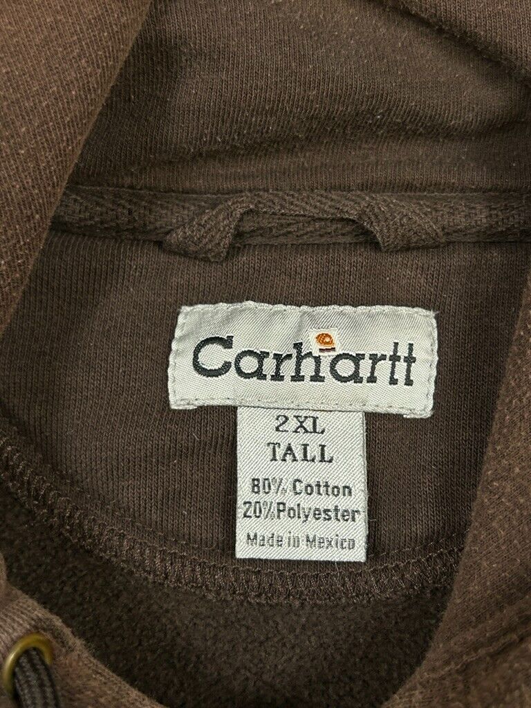 Vintage 90s Carhartt Embroidered Logo Work Wear Hooded Sweatshirt Size 2XLT