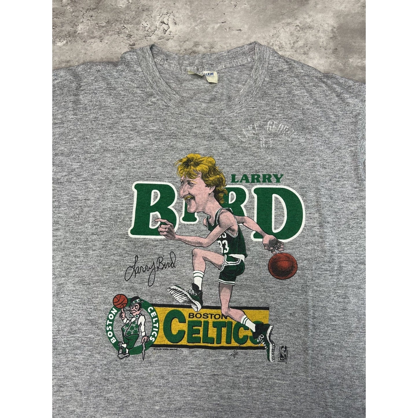Vintage 80s Larry Bird #33 Boston Celtics Caricature Graphic T-Shirt Size XL