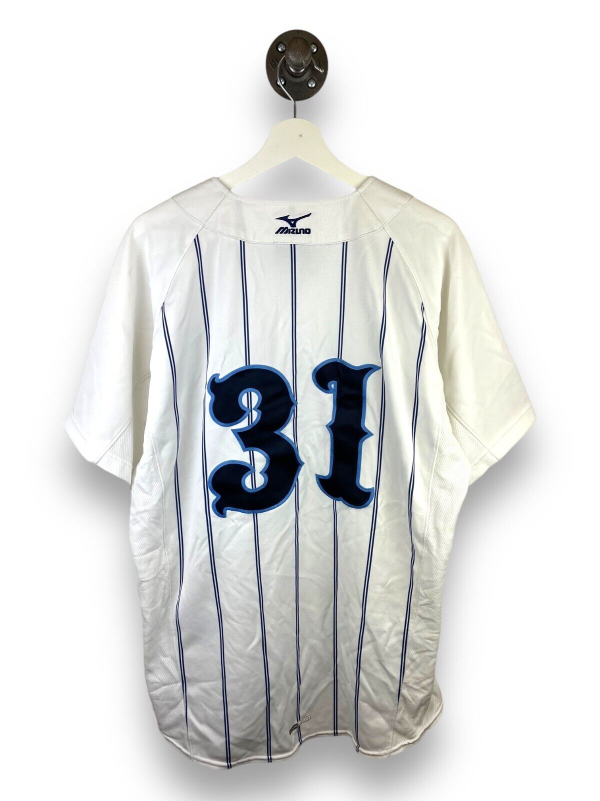 Warhawks #31 Stitches Mizuno Pinstripe Baseball Jersey Size Large White