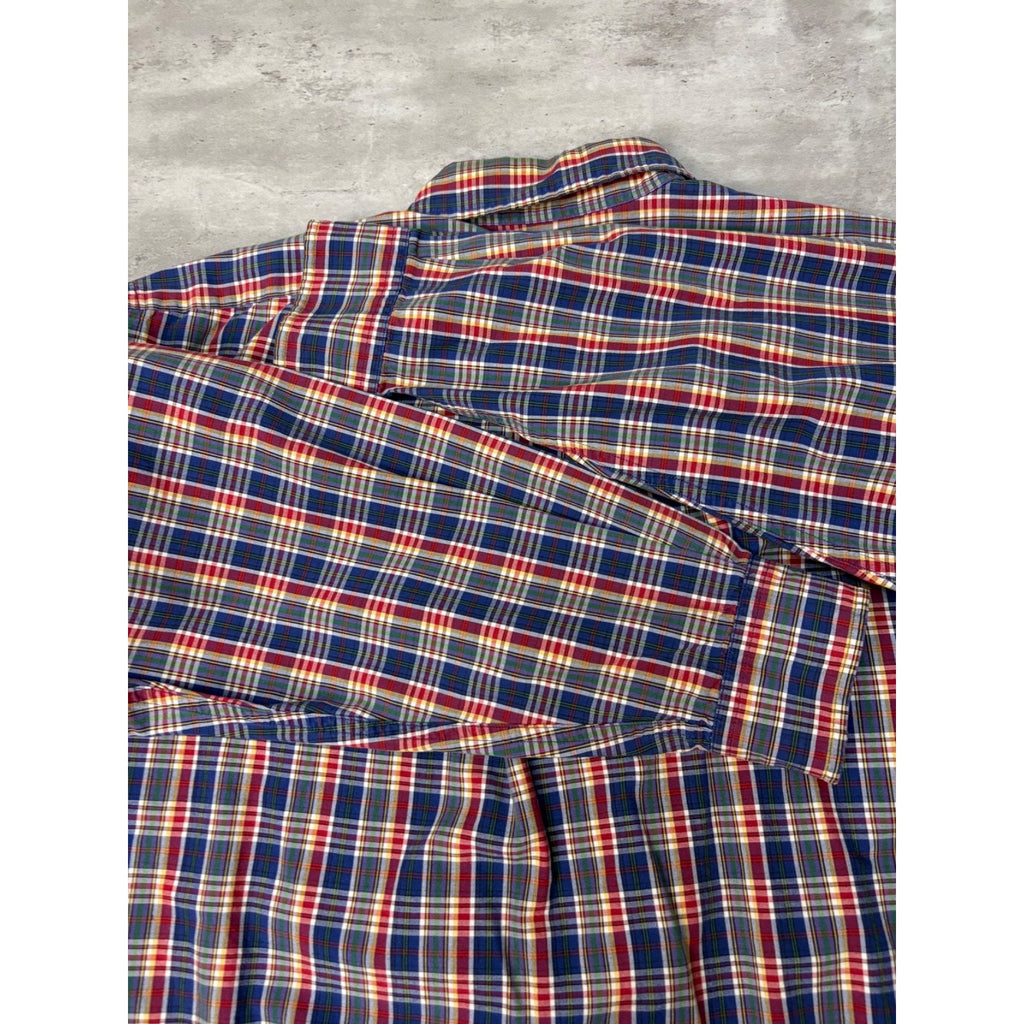 Vintage Polo Ralph Lauren Plaid Print Embroidered Pony Button Up Shirt Sz Large