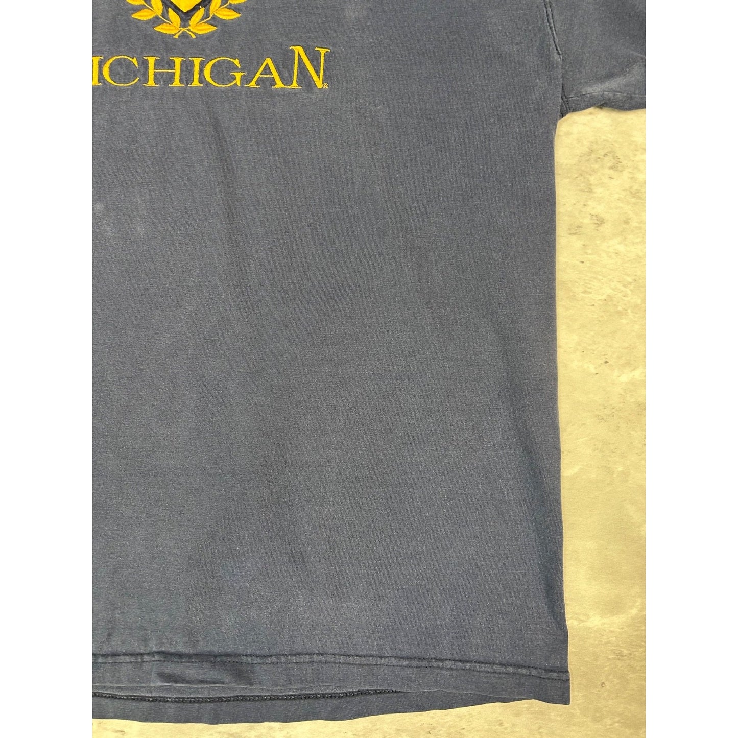 Vintage Michigan Wolverines NCAA Crest Graphic T-Shirt Size XL Blue