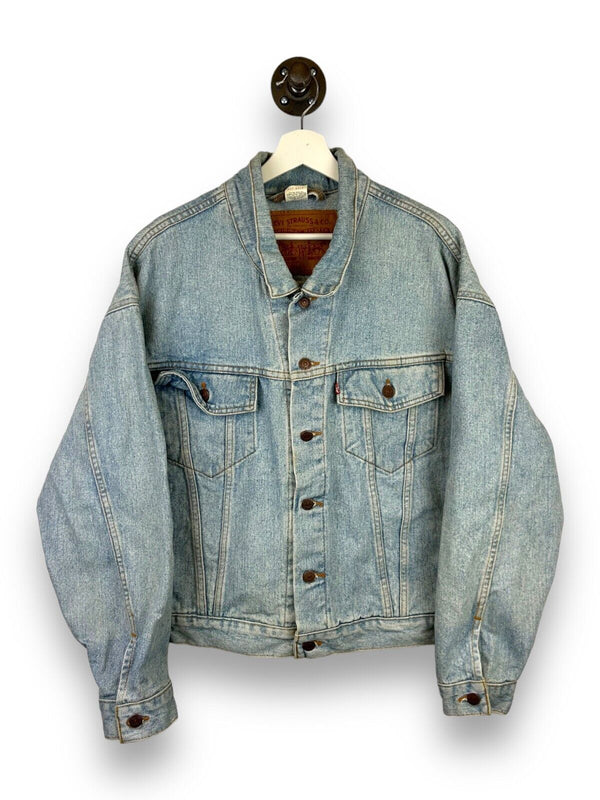 Vintage 1993 Levis Light Wash Denim Trucker Jacket Size Large 70598 4834