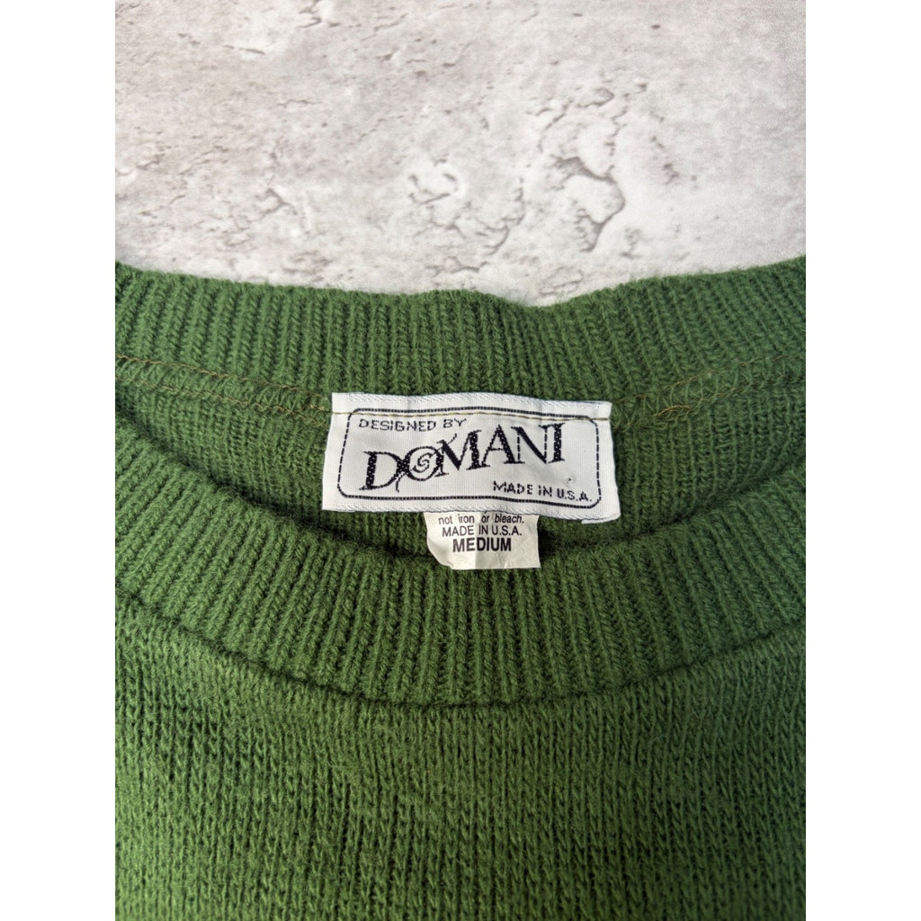 Vintage 90s Domani Striped Pullover Ribbed Knit Sweater Size Medium