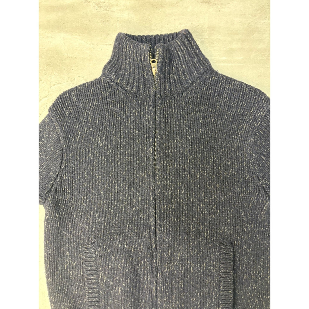 Vintage 90s Polo Ralph Lauren Full Zip Collared Black Knit Sweater Size Small
