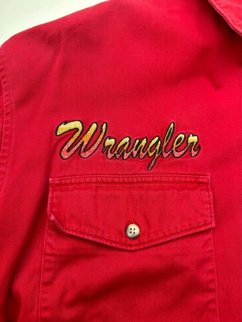 Vintage 90s Wrangler Western Double Pocket Long Sleeve Button Up Shirt Sz Large