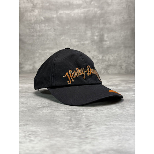 Vintage Y2K Harley Davidson Motorcycles Embroidered Spellout Strapback Hat OSFA