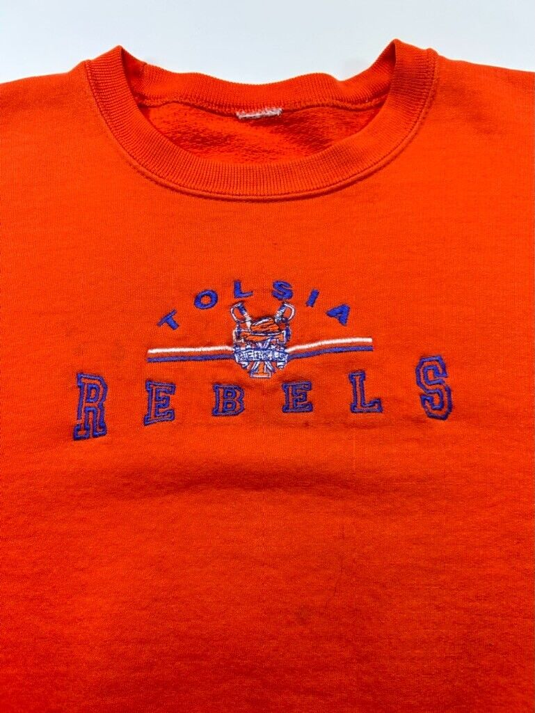 Vintage 90 Tolsia Rebels Embroidered Collegiate Spellout Sweatshirt Size Large