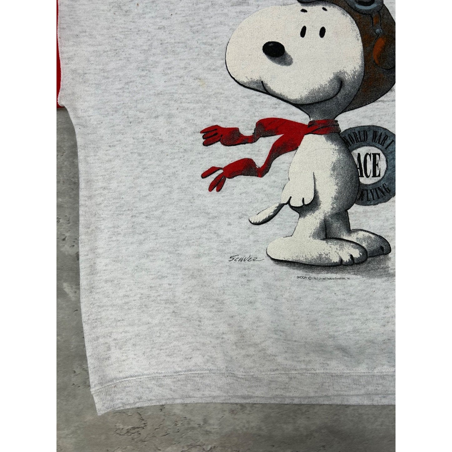 Vintage 90s Peanuts Snoopy Pilot Cartoon Character Graphic Sweatshirt Size Small