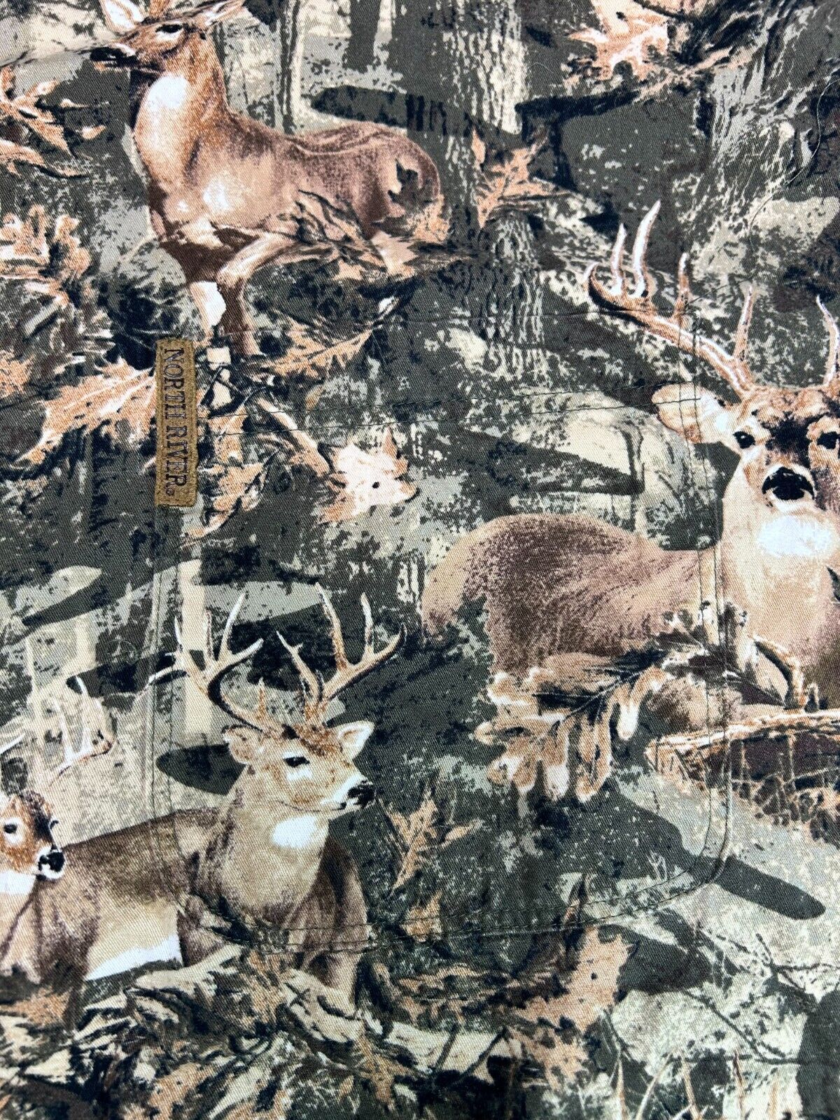 North River Deer Nature Camo Single Pocket Hunting Button Up Shirt Size XL