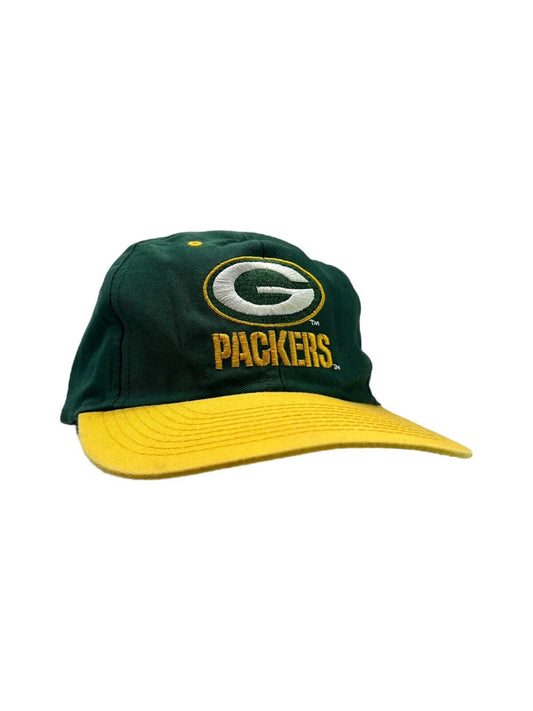 Vintage 90s Green Bay Packers NFL Embroidered Logo Spellout Snapback Hat OSFA