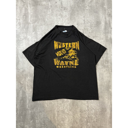 Vintage 90s Western Wayne Wildcats Wrestling Collegiate T-Shirt Size XL