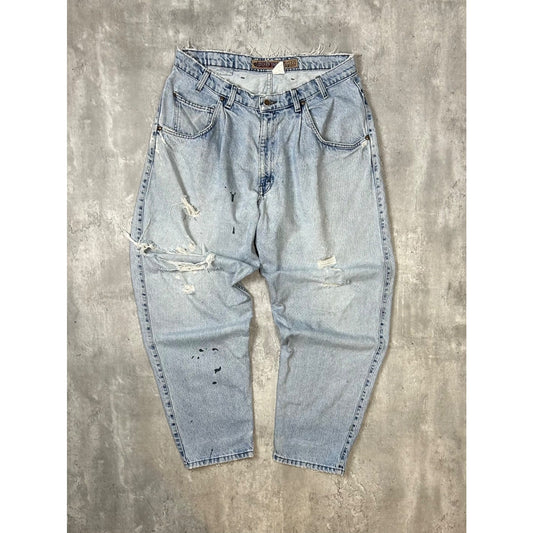 Vintage Y2K Levis Silvertab Baggy Fit Light Wash Distressed Denim Pants Size 35