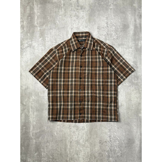 Vintage Sergio louis Plaid Print Reworked Cropped Button Up Shirt Size Small