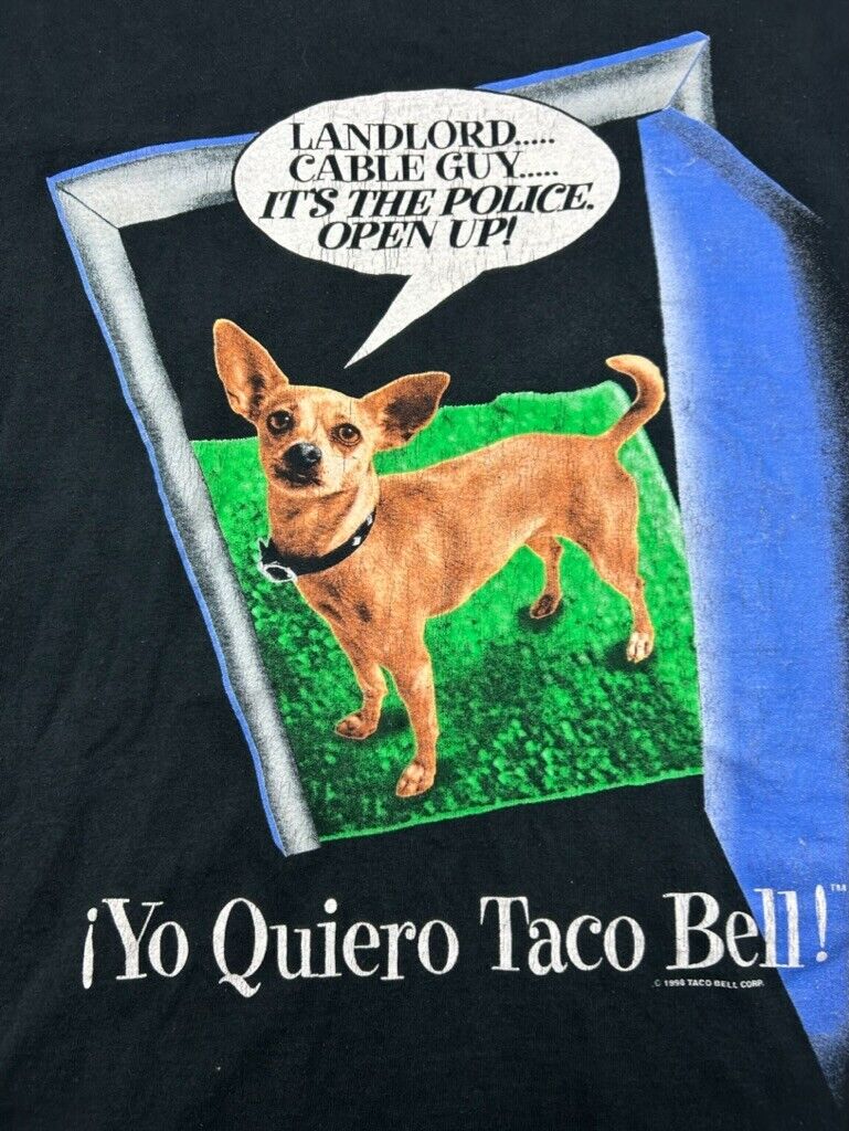 Vintage 1998 Yo Quiero Taco Bell Snack Promo T-Shirt Size XL Black 90s