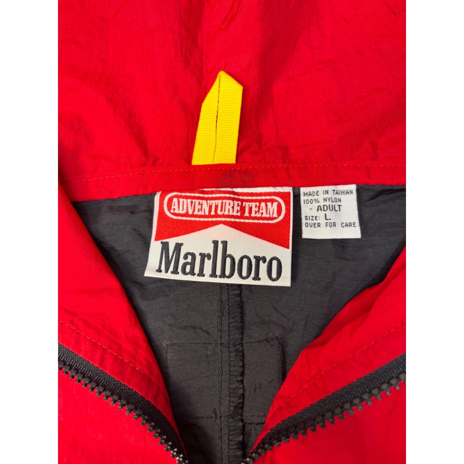 Vintage 90s Marlboro Adventure Team Two Tone Hooded Windbreaker Jacket Sz Large