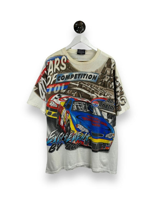 Vintage Nascar Bristol Motor Speedway 40th Anniversary AOP T-Shirt Size Large