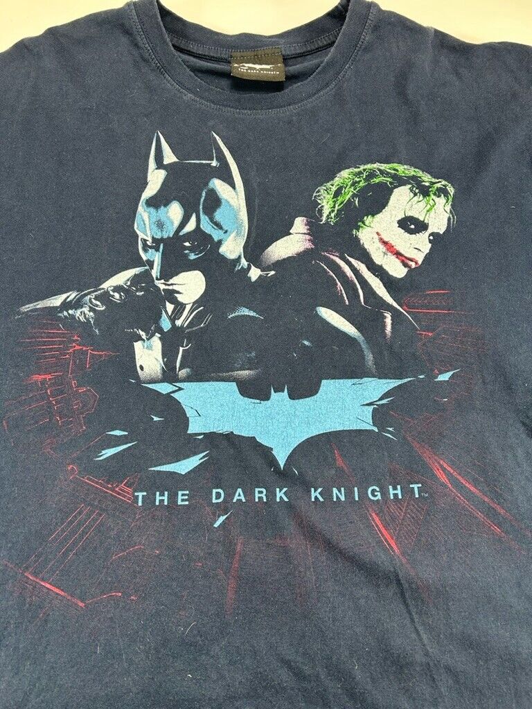 The Dark Knight Batman And Joker Graphic Movie Promo T-Shirt Size 2XL Blue