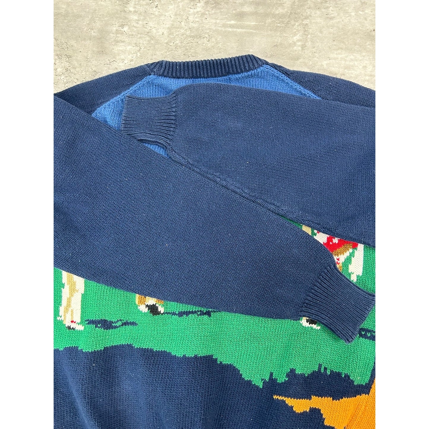 Vintage 90s Hathaway Golfers Graphic Print Pullover Knit Sweater Size Medium