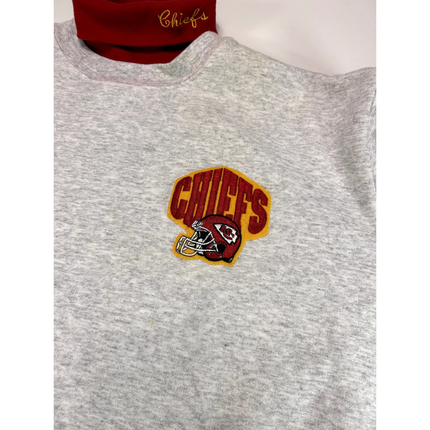 Vintage 90s Kanas City Chiefs NFL Embroidered Turtle Neck Sweatshirt Size Large