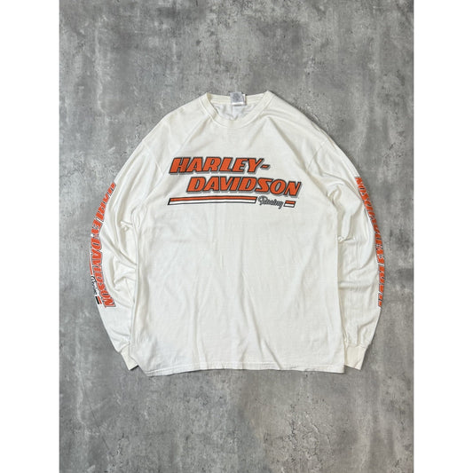Vintage Harley Davidson Sleeve Spellout Graphic Long Sleeve T-Shirt Size XL