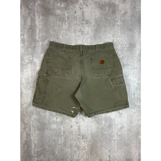 Vintage Carhartt Canvas Workwear Carpenter Shorts Size 38 Green