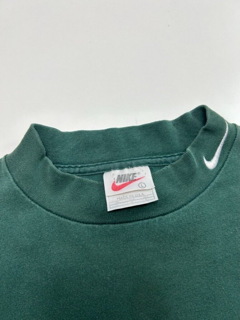 Vintage 90s Nike Embroidered Swoosh Mock Neck Long Sleeve T-Shirt Size Large