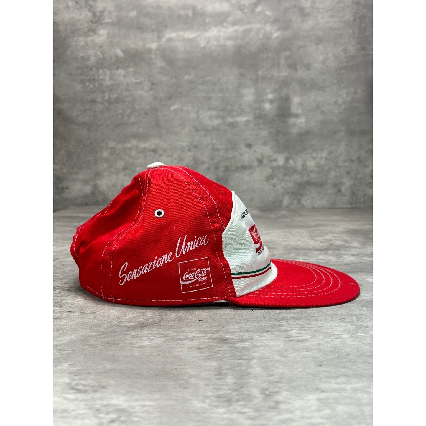 Vintage 1990 FIFA World Cup Italia 90 Coca Cola Flexfit Hat OSFA