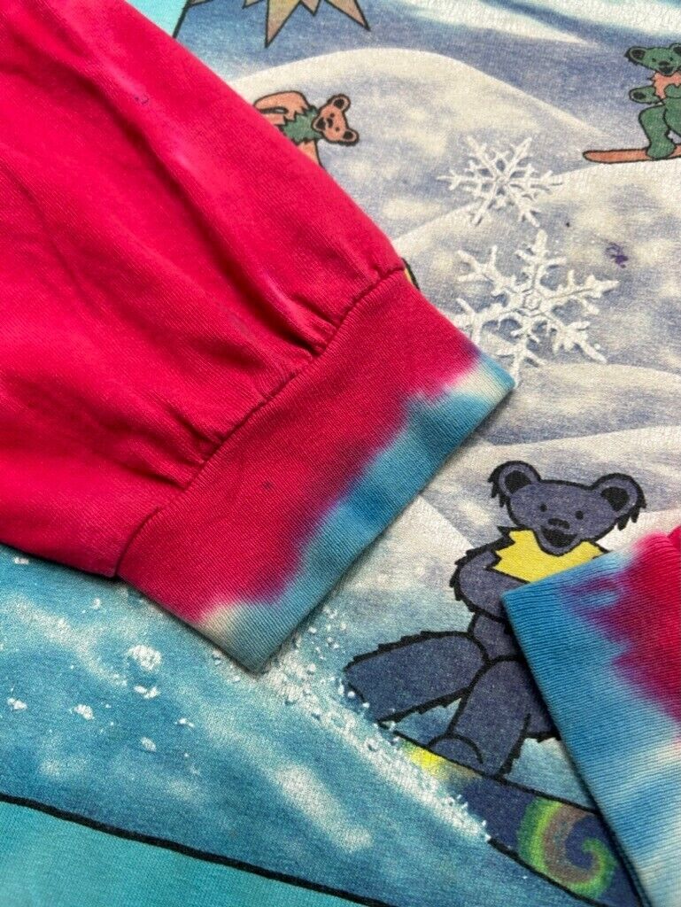 Vtg Grateful Dead Dancing Bears Snowboarding Tye Dye Folk Music T-Shirt Sz 2XL