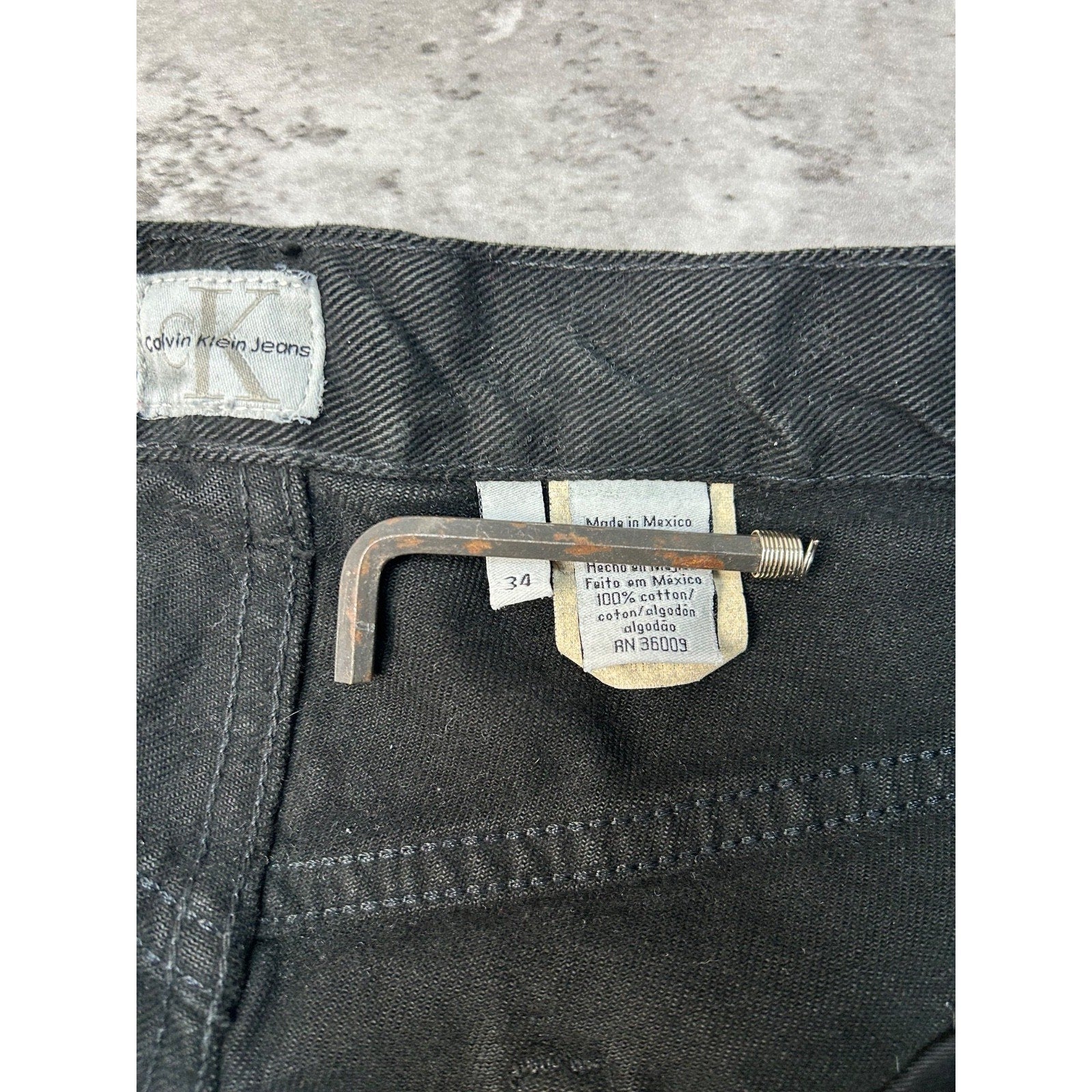 Vintage 90s Calvin Klein Tapered Leg Black Denim Pants Size 32
