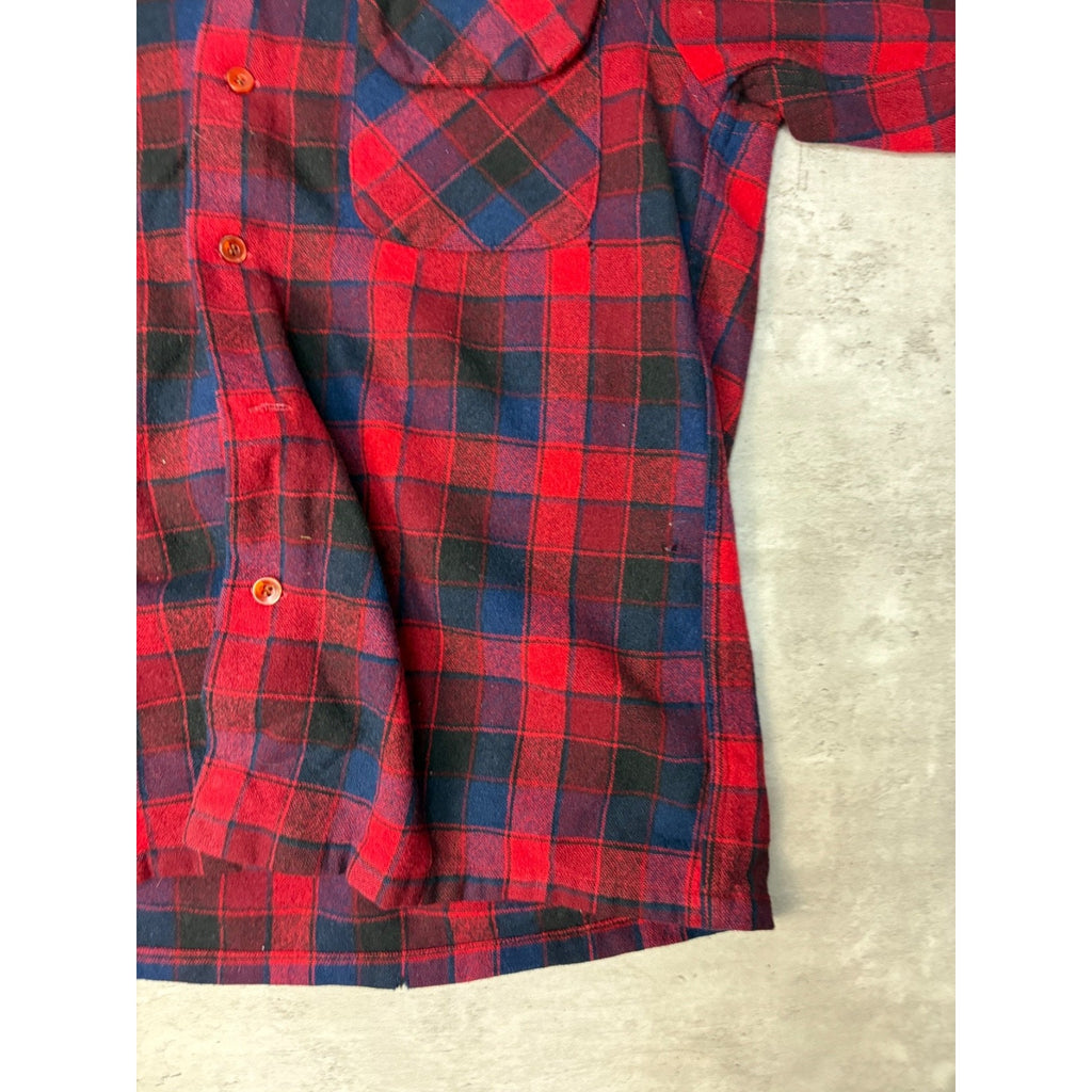 Vintage 80s/90s Pendleton Wool Plaid Long Sleeve Button Up Shirt Size Medium