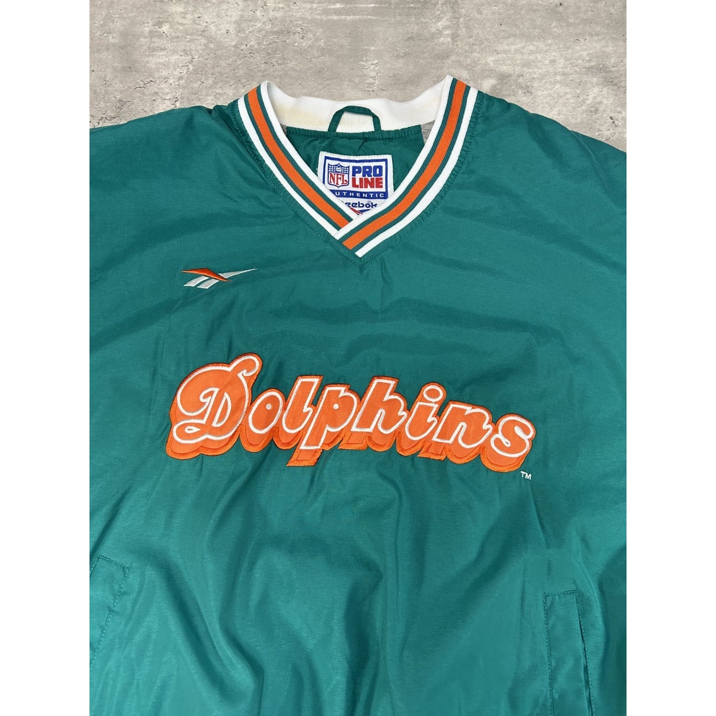 Vintage Miami Dolphins NFL Reebok Nylon Windbreaker Jacket Size Large