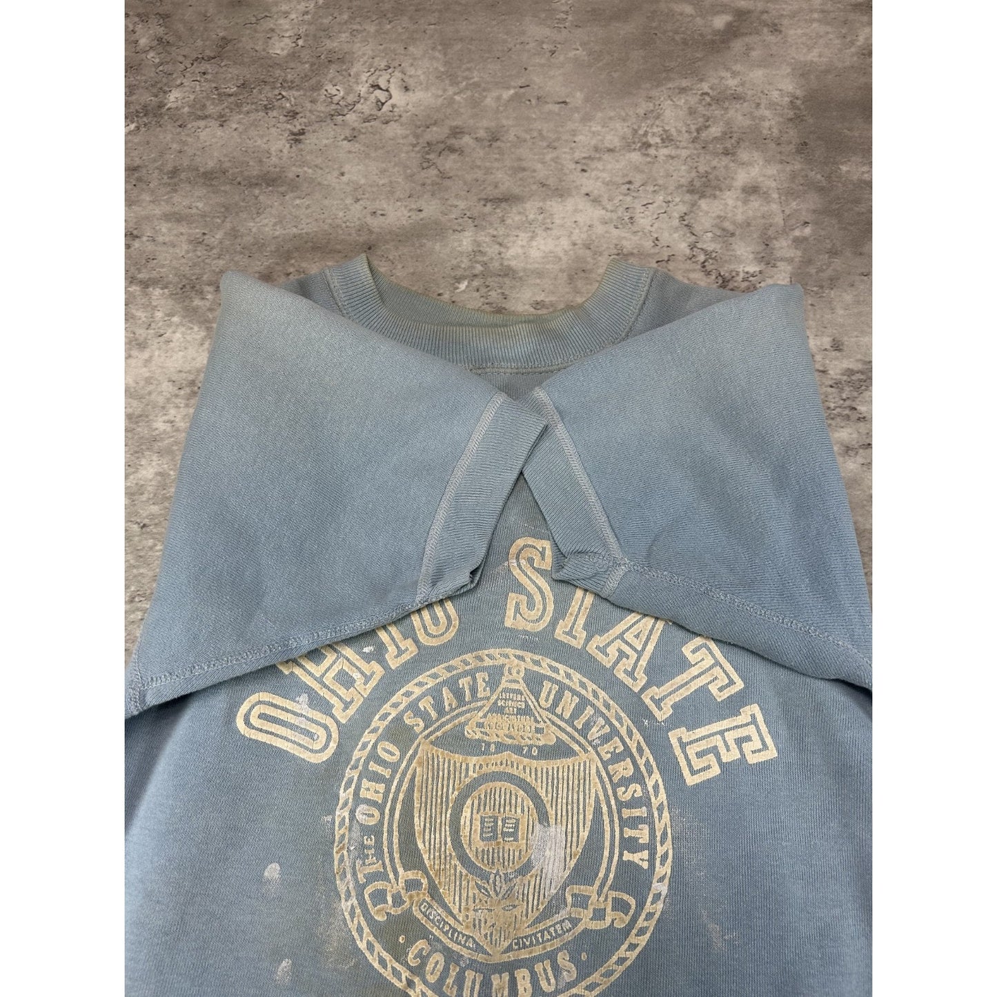 Vintage 70s/80s Ohio State NCAA Collegiate Crest Short Sleeve Sweatshirt Small