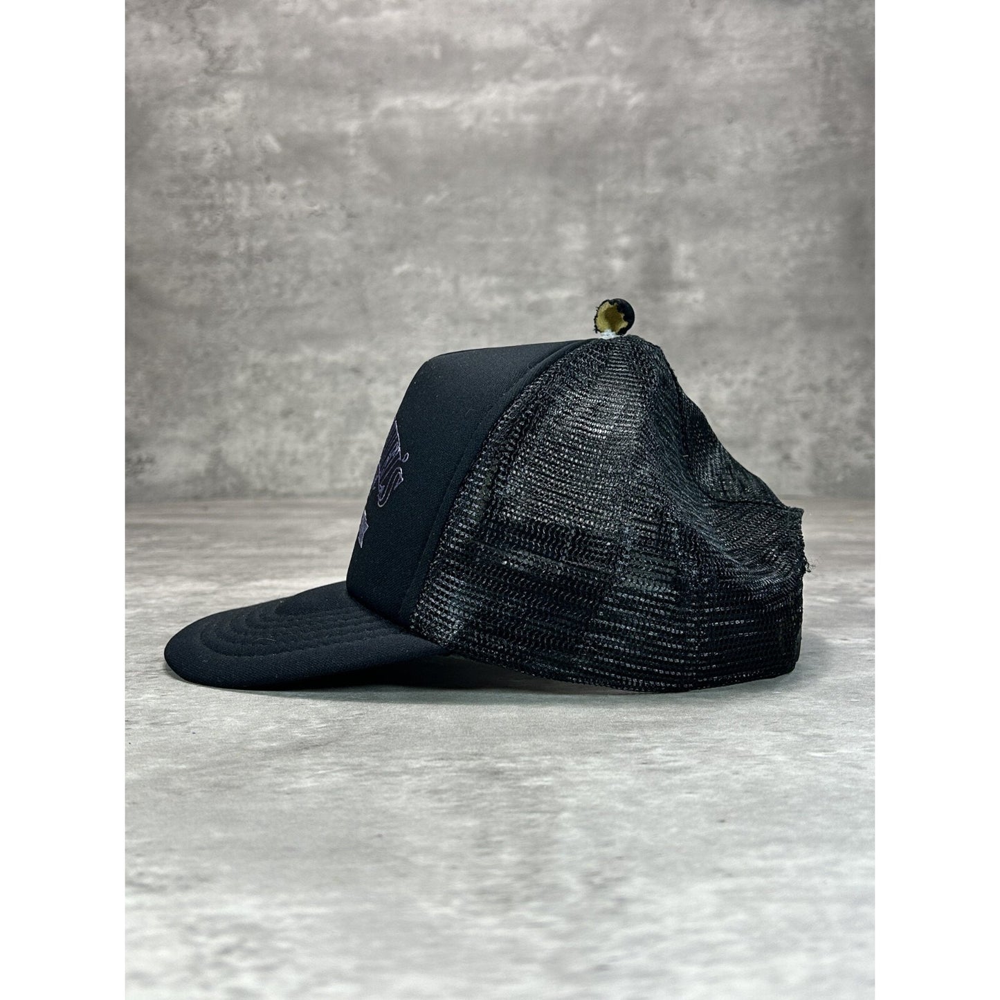 Vintage 1980s Jack Daniels Graphic Spellout Logo Trucker Snapback Hat OSFA Black