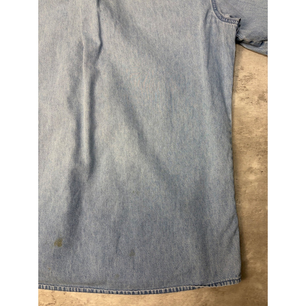 Vintage Dickies Light Wash Denim Single Pocket Button Up Shirt Size XLT