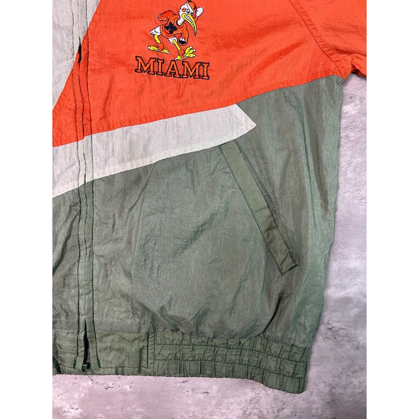 Vintage 90s Miami Hurricanes NCAA Embroidered Full Zip Windbreaker Jacket Large