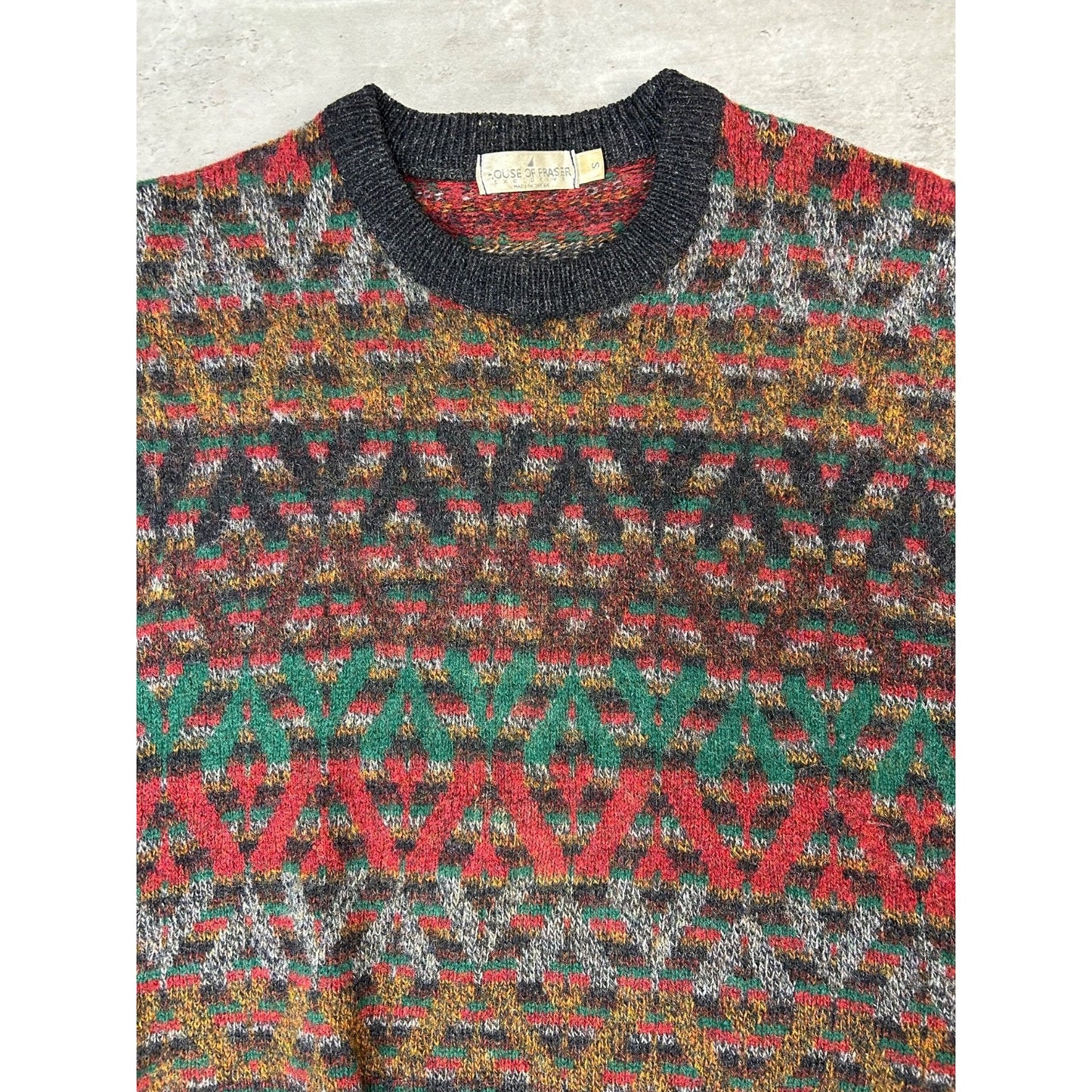 Vintage 90s House Of Fraser Abstract Striped Ribbed Knit Sweater Size Small